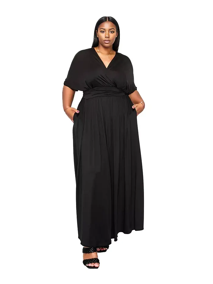 Платье макси Plus Size Raffi с завышенной талией и карманами L I V D — черный