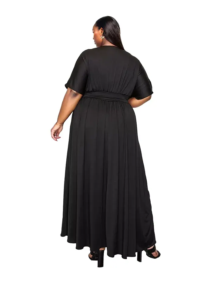 Платье макси Plus Size Raffi с завышенной талией и карманами L I V D — изображение 3 из 3, черный