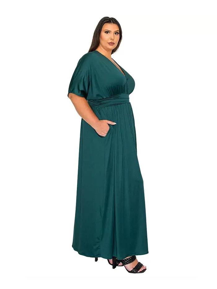 Платье макси Plus Size Raffi с завышенной талией и карманами L I V D — изображение 2 из 3, зеленый