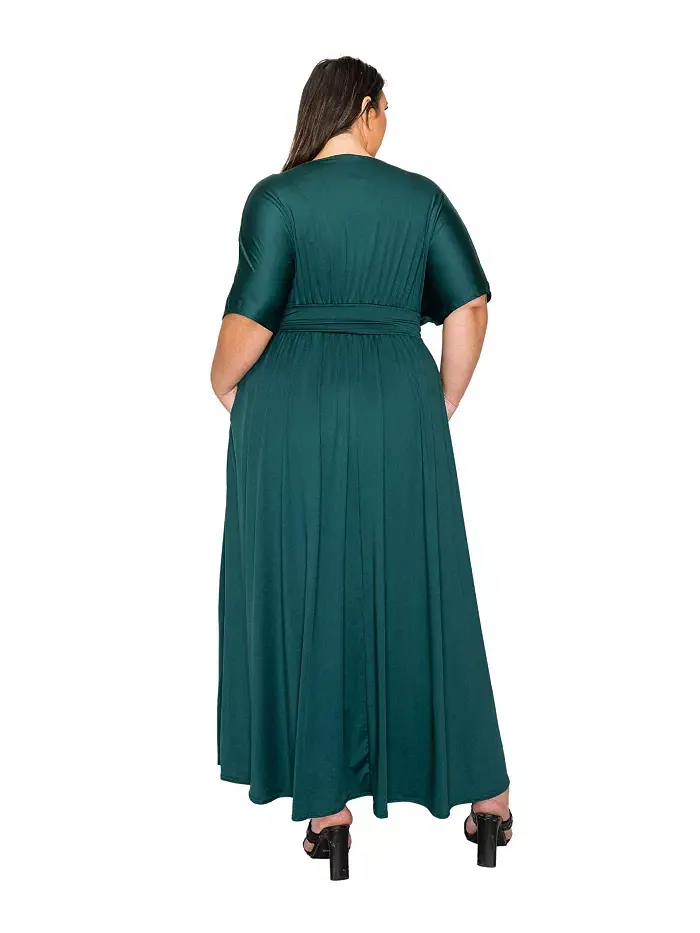 Платье макси Plus Size Raffi с завышенной талией и карманами L I V D — изображение 3 из 3, зеленый