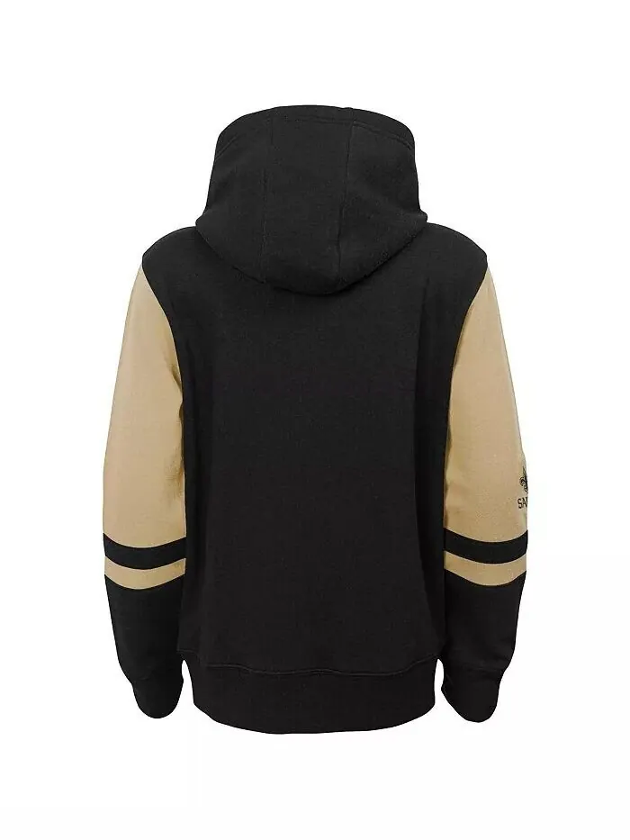 Черная толстовка с молнией во всю длину с цветными блоками Big Boys New Orleans Saints Outerstuff — изображение 3 из 3