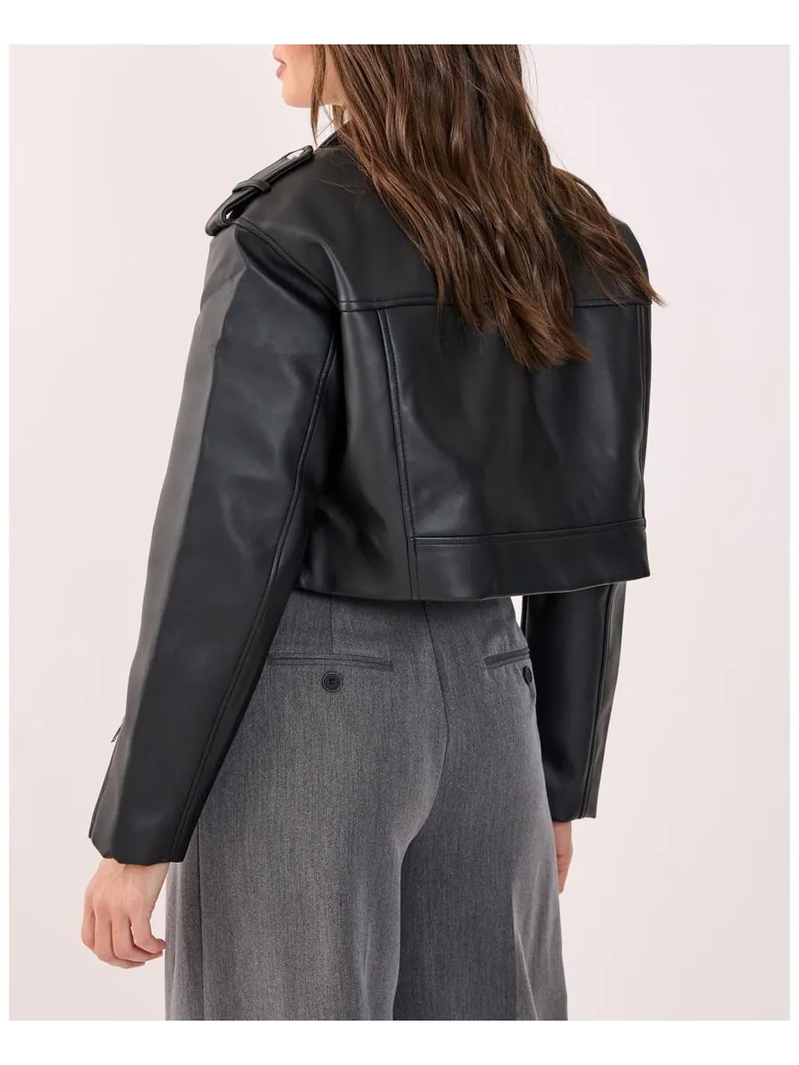Женская байкерская куртка свободного кроя из искусственной кожи Nasty Gal — изображение 8 из 8, черный