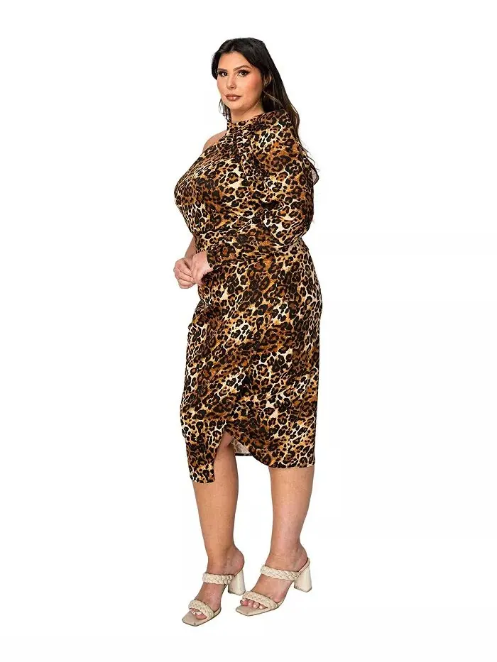 Платье миди на одно плечо Relia Plus Size L I V D — изображение 3 из 3, тауп