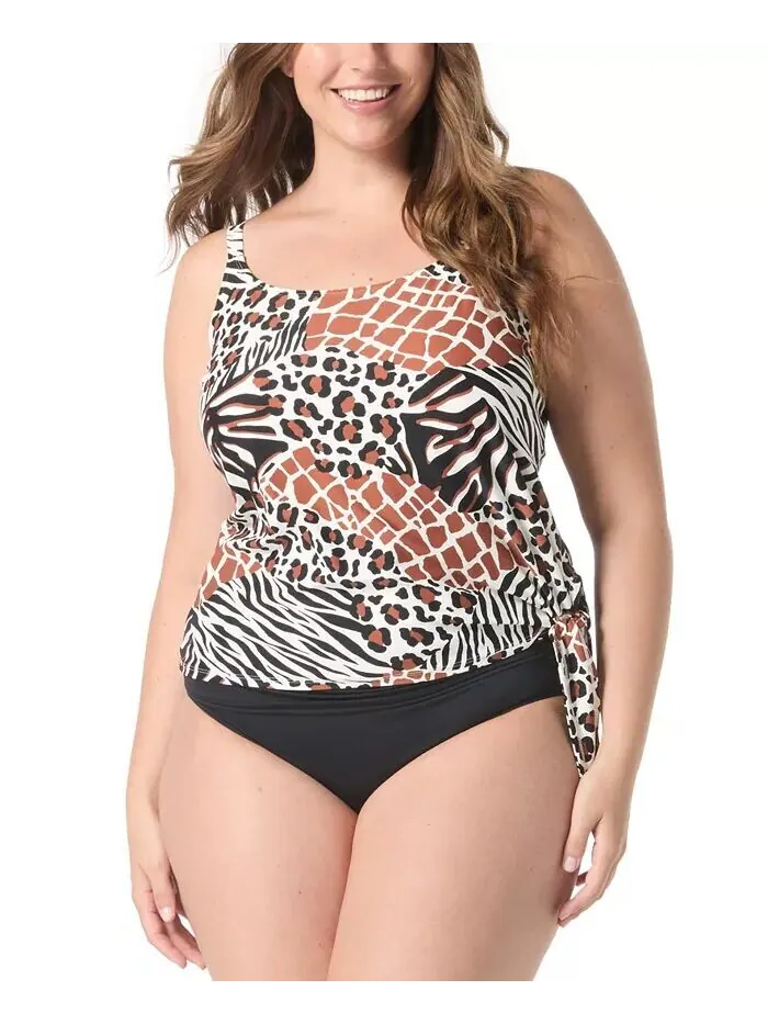 Женский топ танкини и плавки бикини Stella Printed с завязками по бокам и косточками Coco Reef — изображение 3 из 4, черный