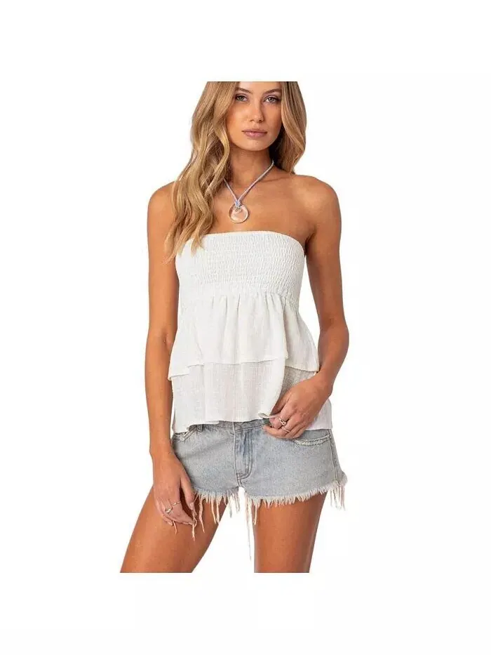 Женский топ-труба Harleigh Ruffled Linen Look Edikted