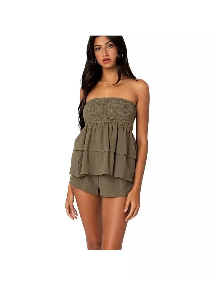 Женский топ-труба Harleigh Ruffled Linen Look Edikted