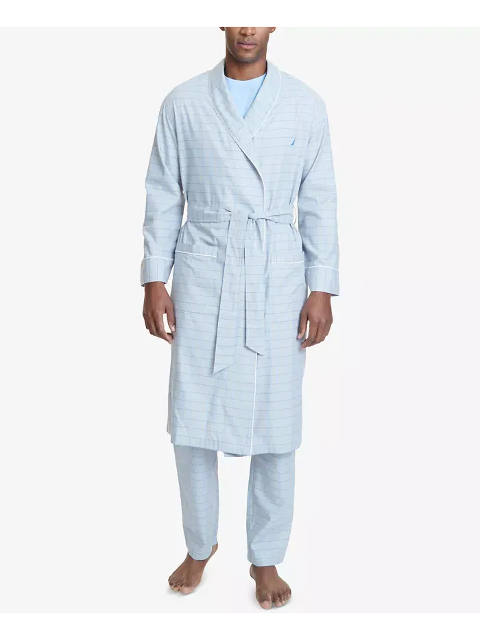 Мужской халат из хлопка в клетку Windowpane Nautica
