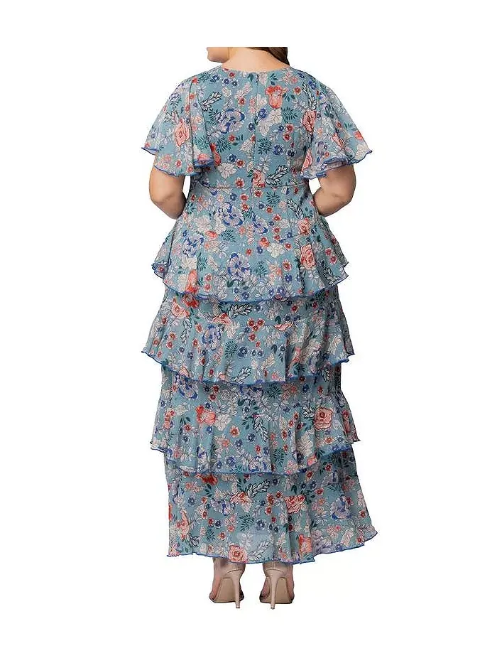 Вечернее платье Plus Size Tour de Flounce Kiyonna — изображение 2 из 6, синий