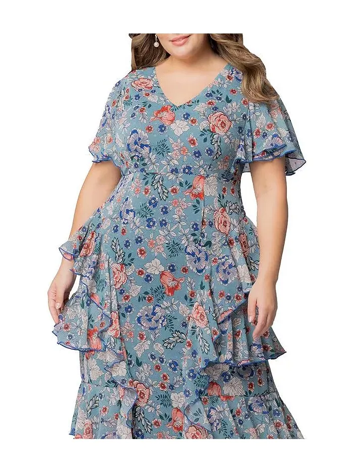 Вечернее платье Plus Size Tour de Flounce Kiyonna — изображение 3 из 6, синий