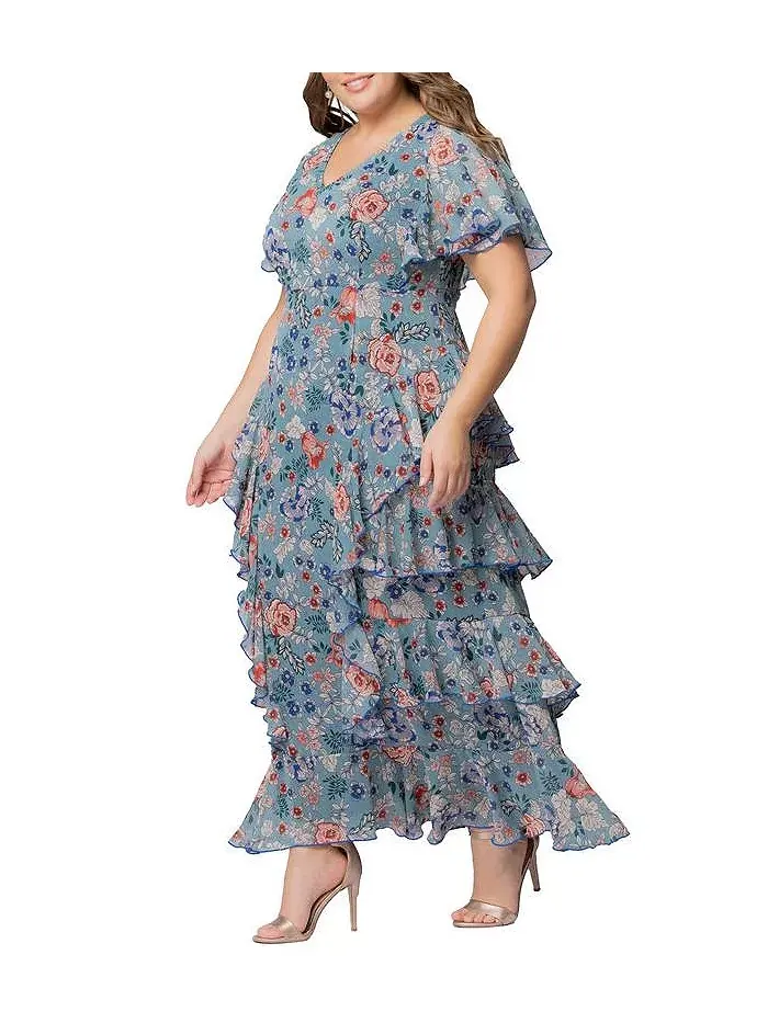 Вечернее платье Plus Size Tour de Flounce Kiyonna — изображение 4 из 6, синий