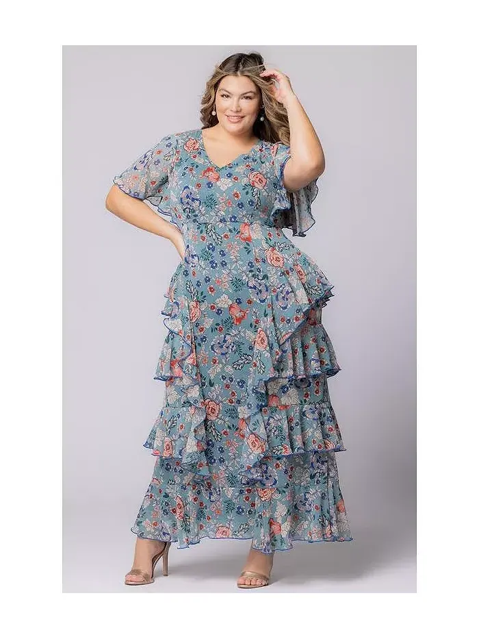 Вечернее платье Plus Size Tour de Flounce Kiyonna — изображение 5 из 6, синий