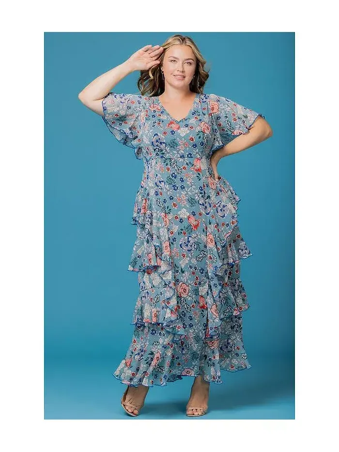 Вечернее платье Plus Size Tour de Flounce Kiyonna — изображение 6 из 6, синий
