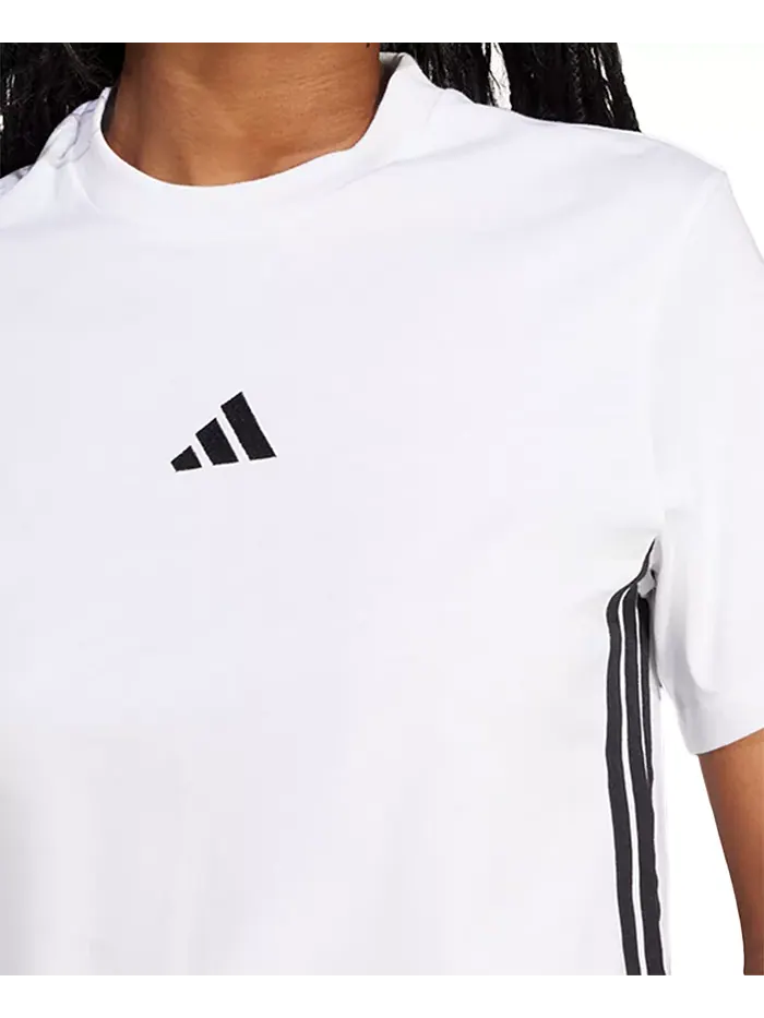 Женская хлопковая футболка Essentials с тремя полосками adidas — изображение 4 из 6, белый/черный