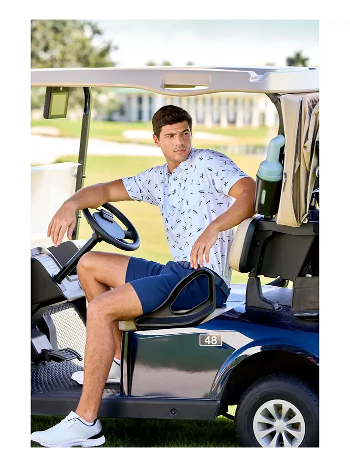 Мужские влагоотводящие шорты для гольфа с активным поясом, длина 9" PGA TOUR — изображение 3 из 3, темно-синий