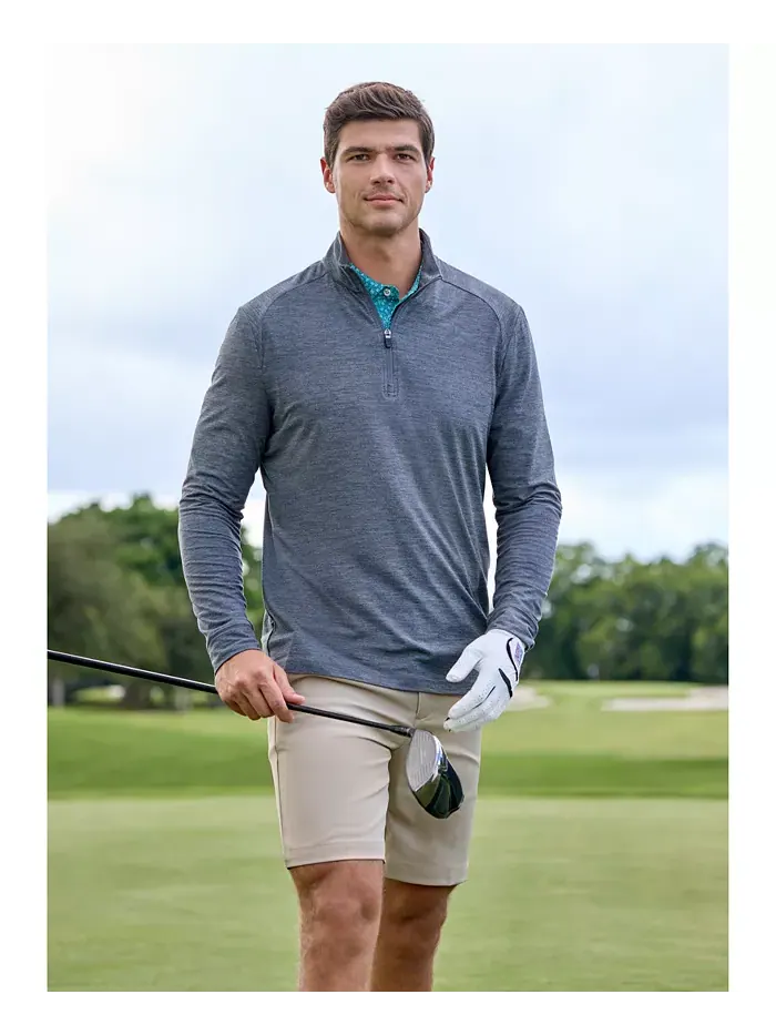 Мужские влагоотводящие шорты для гольфа с активным поясом, длина 9" PGA TOUR — изображение 2 из 2, серебристый