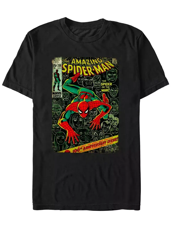 Мужская футболка с коротким рукавом Spidey Front Cover Marvel — черный
