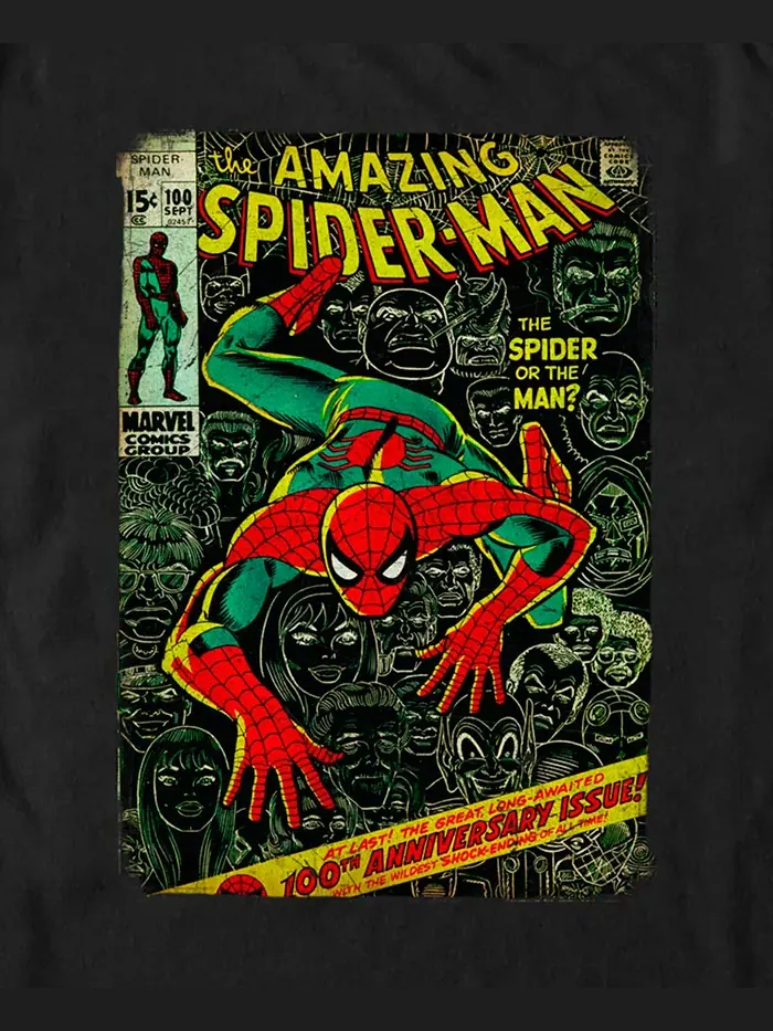 Мужская футболка с коротким рукавом Spidey Front Cover Marvel — изображение 3 из 3, черный