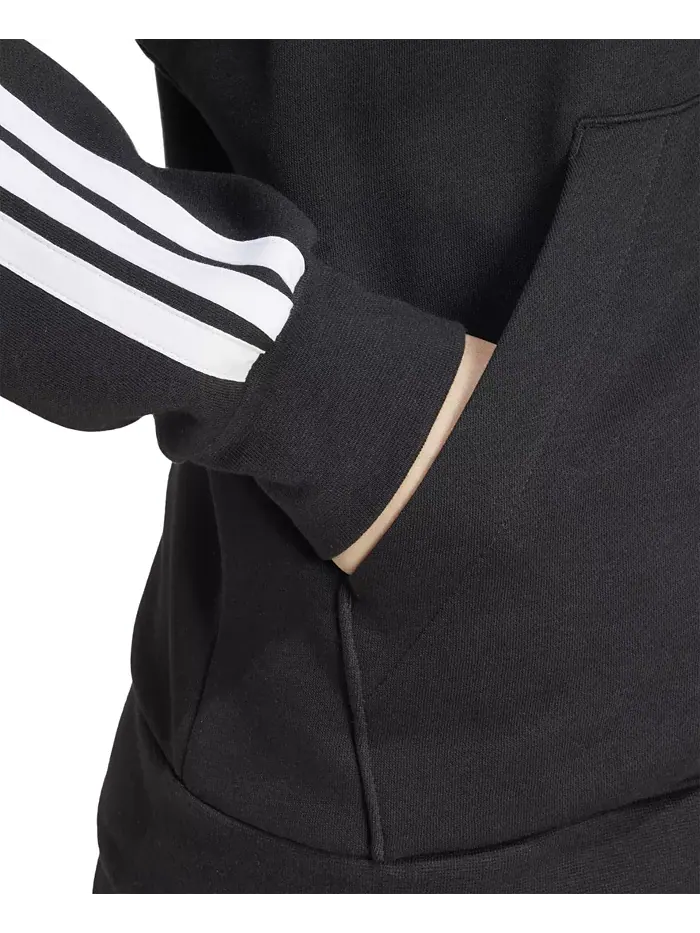 Женская худи-куртка с молнией и логотипом 3-Stripe adidas — изображение 6 из 6, черный/белый