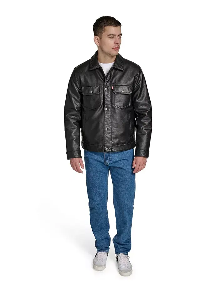 Мужская куртка-косуха из искусственной кожи Levi'S — изображение 2 из 7, черный