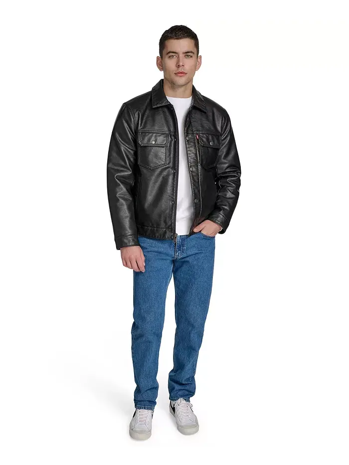 Мужская куртка-косуха из искусственной кожи Levi'S — изображение 6 из 7, черный