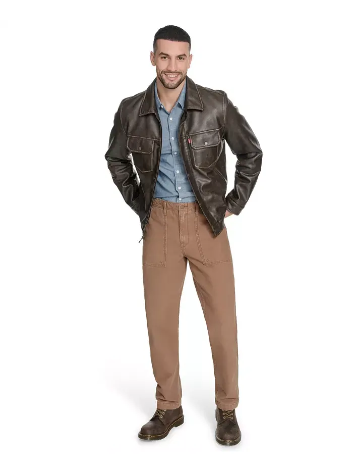 Мужская куртка-косуха из искусственной кожи Levi'S — изображение 2 из 7, коричневый