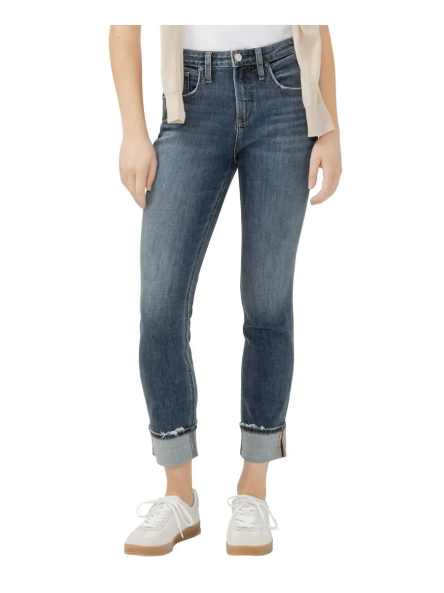 Женские джинсы Elyse Mid Rise Skinny Jeans Silver Jeans Co — голубой