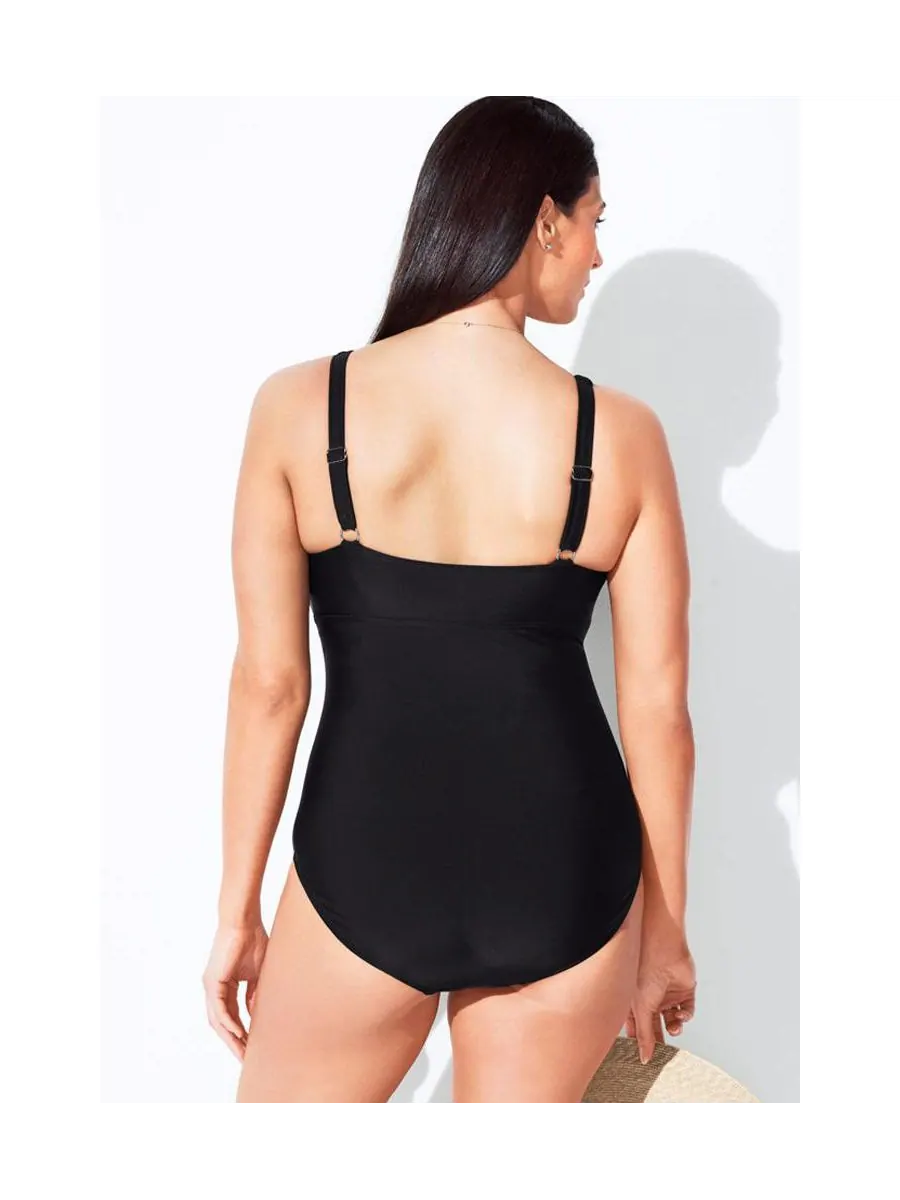 Женский слитный купальник с V-образным вырезом Swimsuits for All — изображение 2 из 3, черный