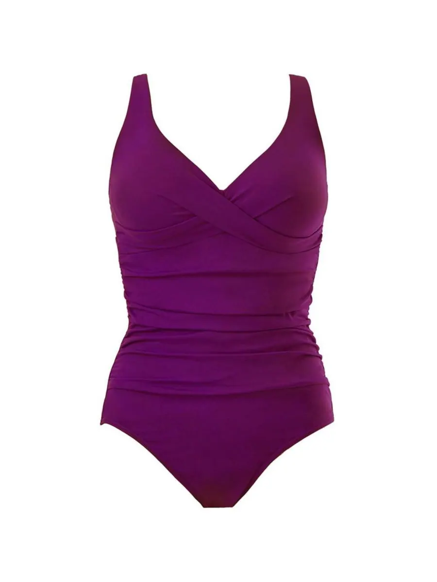 Женский слитный купальник с V-образным вырезом Swimsuits for All — изображение 2 из 2, коричневый