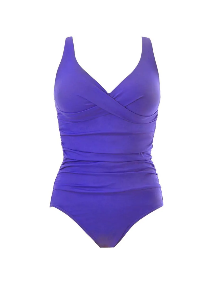 Женский слитный купальник с V-образным вырезом Swimsuits for All — изображение 2 из 3, глубокий фиолетовый