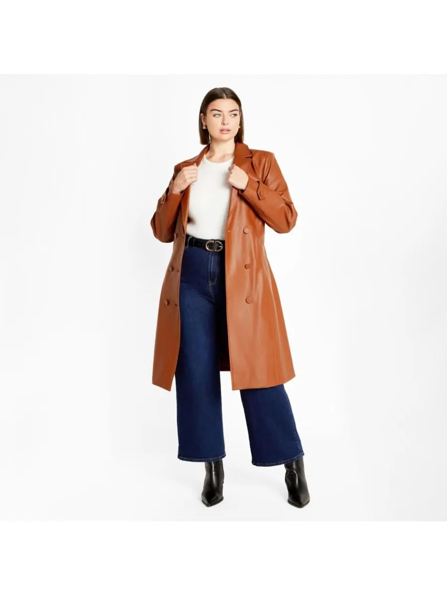 Тренч Phylis больших размеров CITY CHIC — изображение 2 из 5, коричневый