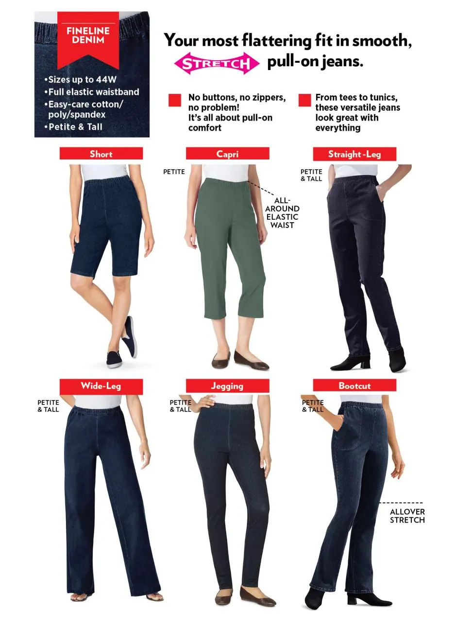 Женские джинсы Within Straight Leg Fineline Pull-On Stretch Denim Woman Within — изображение 3 из 3, бежевый