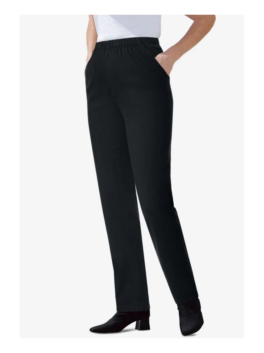 Женские джинсы Within Straight Leg Fineline Pull-On Stretch Denim Woman Within — изображение 3 из 3, черный