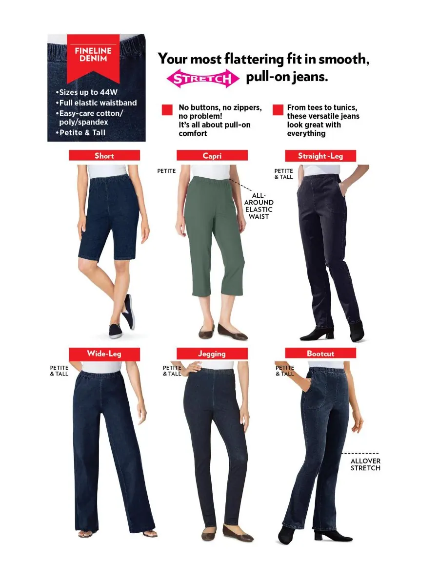 Женские джинсы Within Straight Leg Fineline Pull-On Stretch Denim Woman Within — изображение 3 из 3, папоротник