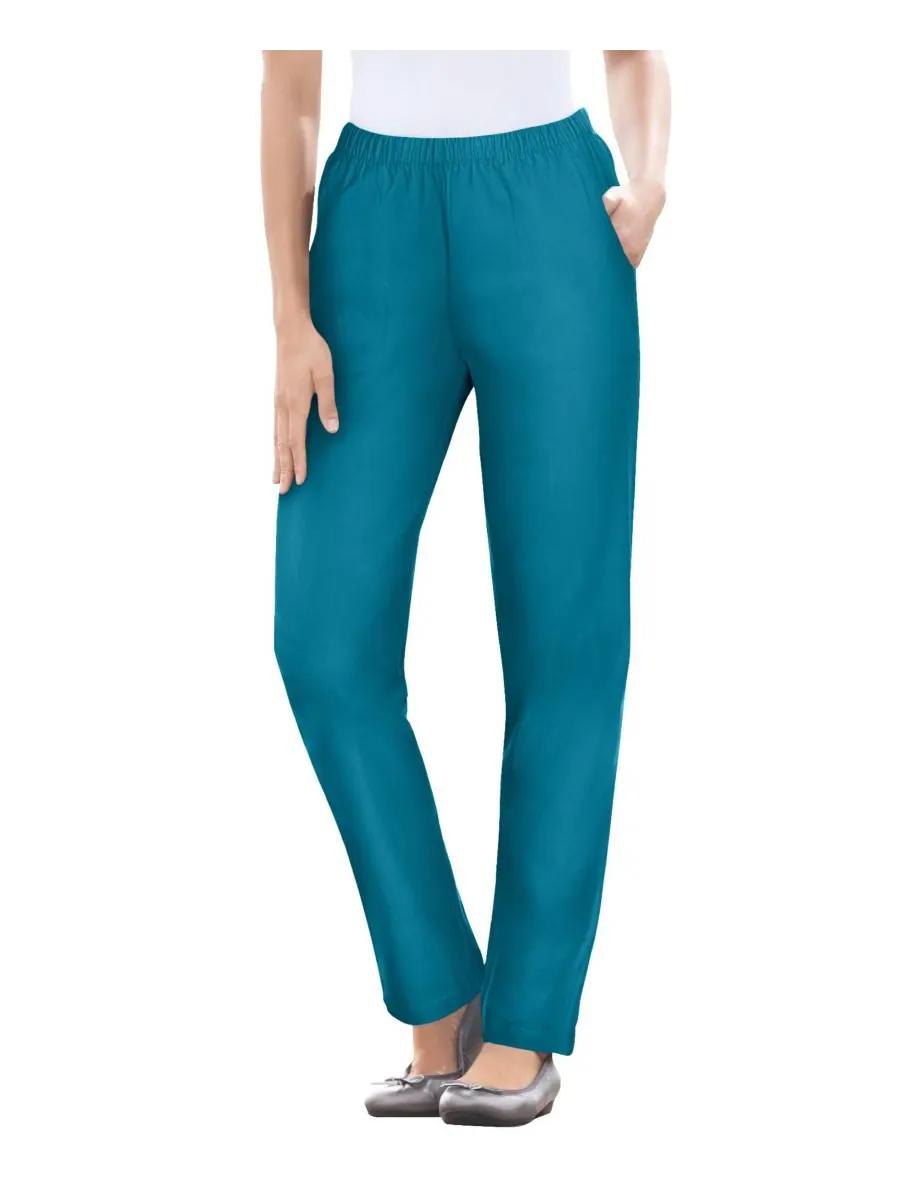 Женские джинсы Within Straight Leg Fineline Pull-On Stretch Denim Woman Within — изображение 1 из 3, серый