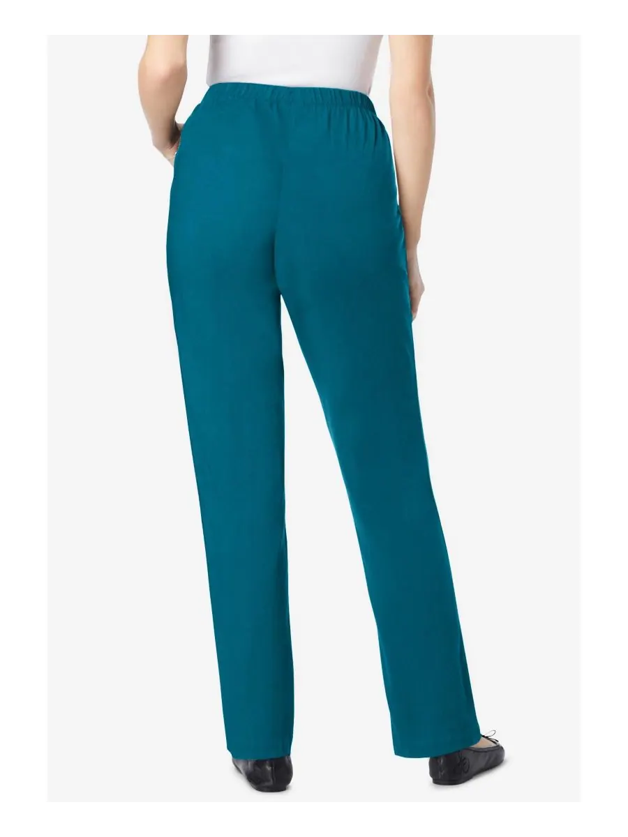 Женские джинсы Within Straight Leg Fineline Pull-On Stretch Denim Woman Within — изображение 2 из 3, серый