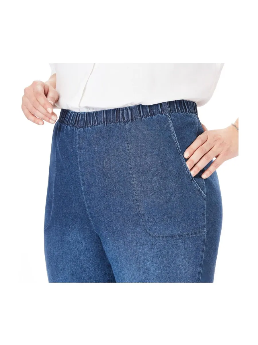 Женские джинсы Within Straight Leg Fineline Pull-On Stretch Denim Woman Within, Stonewash sanded — изображение 3 из 3