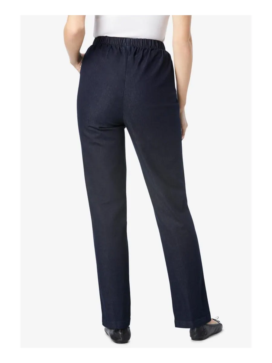 Женские джинсы Within Straight Leg Fineline Pull-On Stretch Denim Woman Within — изображение 3 из 3, синий