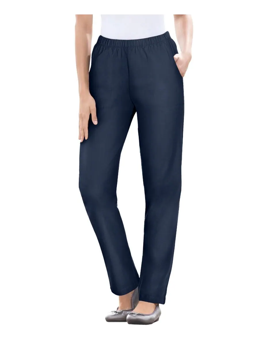 Женские джинсы Within Straight Leg Fineline Pull-On Stretch Denim Woman Within — изображение 1 из 3, темно-синий