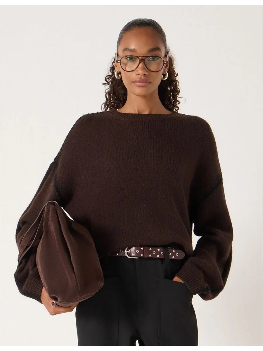 Женский вязаный свитер Whitney Whipstitch Hush — коричневый