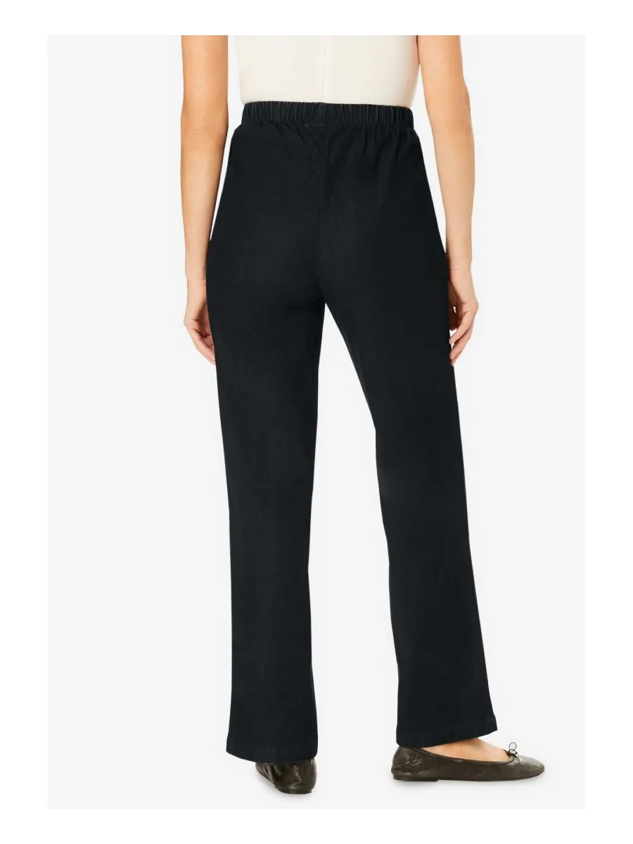 Женские джинсы Within Fineline Stretch Denim Wide-Leg Pull-On Woman Within — изображение 2 из 3, черный
