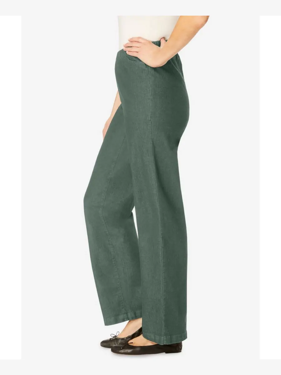 Женские джинсы Within Fineline Stretch Denim Wide-Leg Pull-On Woman Within — изображение 3 из 3, папоротник