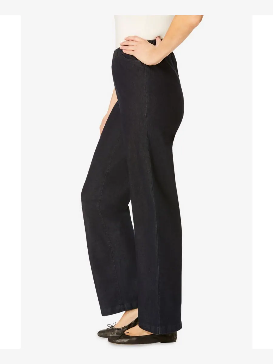 Женские джинсы Within Fineline Stretch Denim Wide-Leg Pull-On Woman Within — изображение 3 из 3, синий