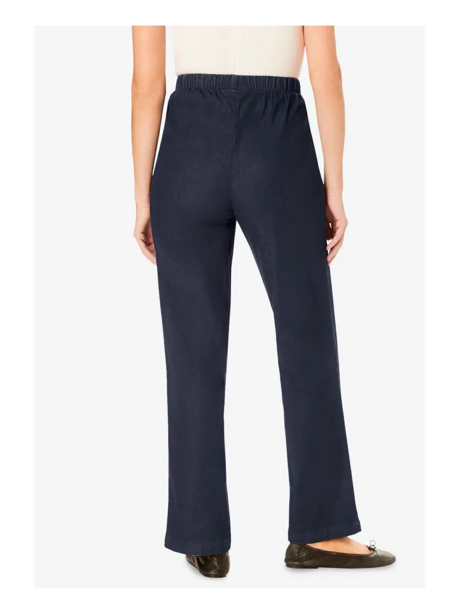Женские джинсы Within Fineline Stretch Denim Wide-Leg Pull-On Woman Within — изображение 2 из 3, индиго