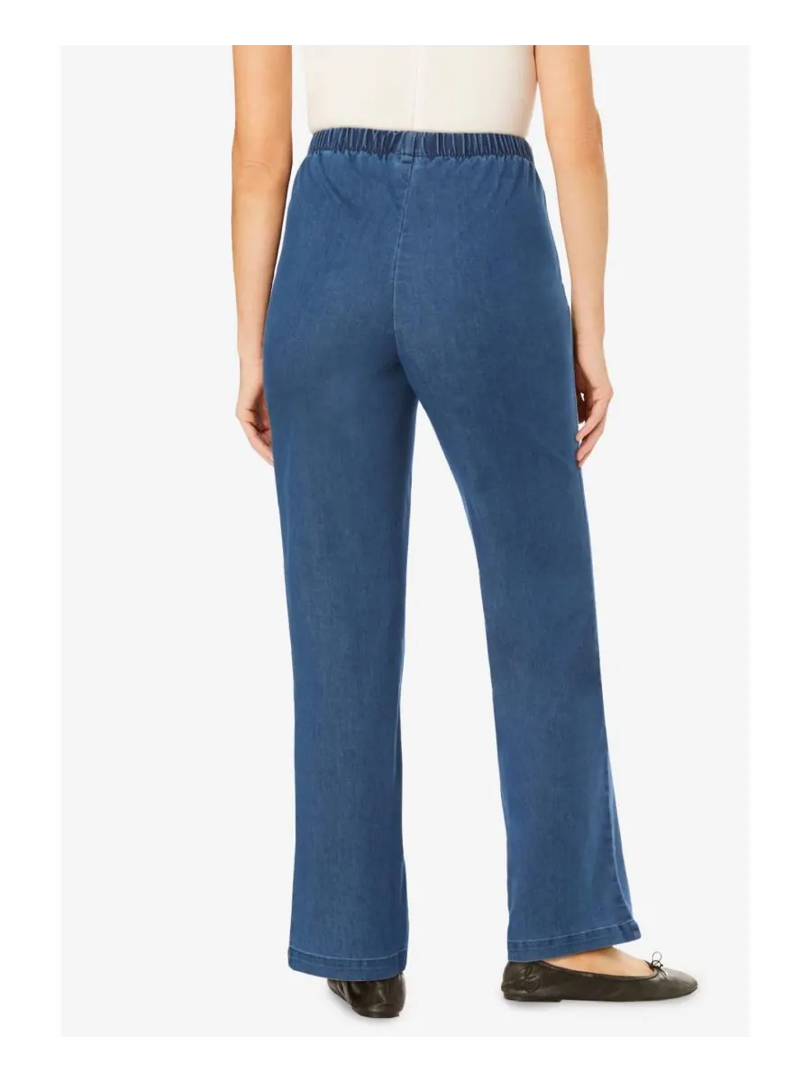 Женские джинсы Within Fineline Stretch Denim Wide-Leg Pull-On Woman Within — изображение 2 из 3, синий