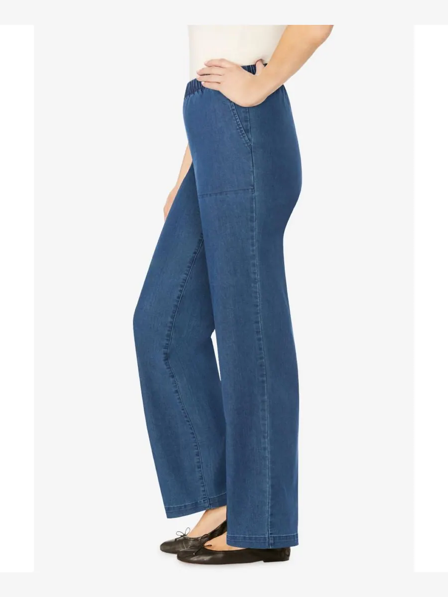 Женские джинсы Within Fineline Stretch Denim Wide-Leg Pull-On Woman Within — изображение 3 из 3, синий