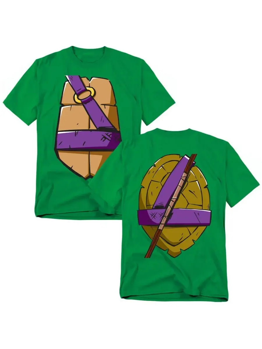 Футболка Donatello Shell Front Back 2012 больших размеров для высоких и крупных людей Teenage — зеленый