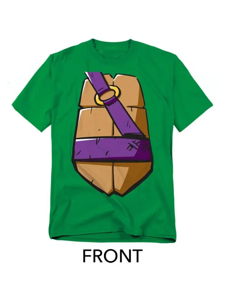 Футболка Donatello Shell Front Back 2012 больших размеров для высоких и крупных людей Teenage — изображение 2 из 3, зеленый