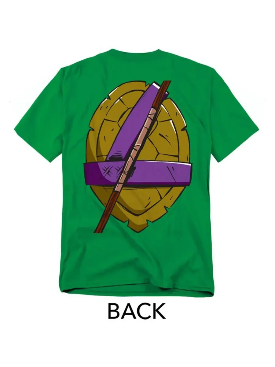 Футболка Donatello Shell Front Back 2012 больших размеров для высоких и крупных людей Teenage — изображение 3 из 3, зеленый