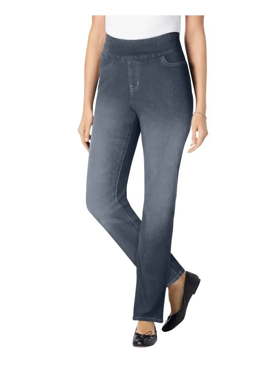 Женские джинсы Within Tall Flex-Fit Pull-On Straight-Leg Gap-Free Stretch Denim Jeans Woman Within
