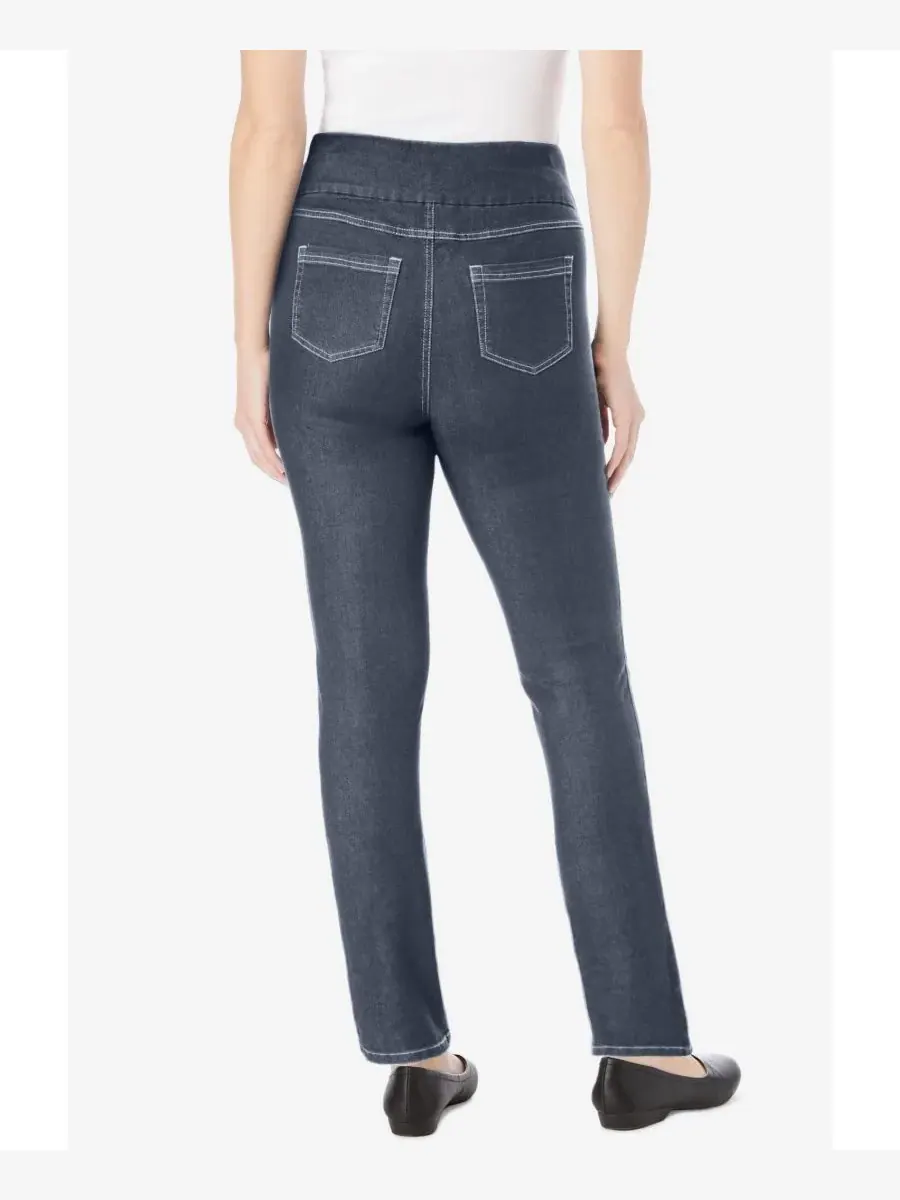 Женские джинсы Within Tall Flex-Fit Pull-On Straight-Leg Gap-Free Stretch Denim Jeans Woman Within — изображение 2 из 3